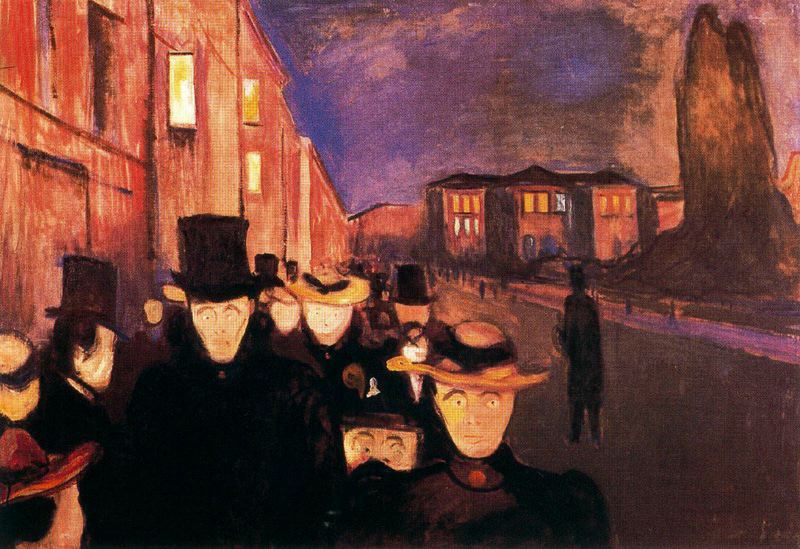 Evening on Karl Johan Street, 1892 - Edvard Munch Painting